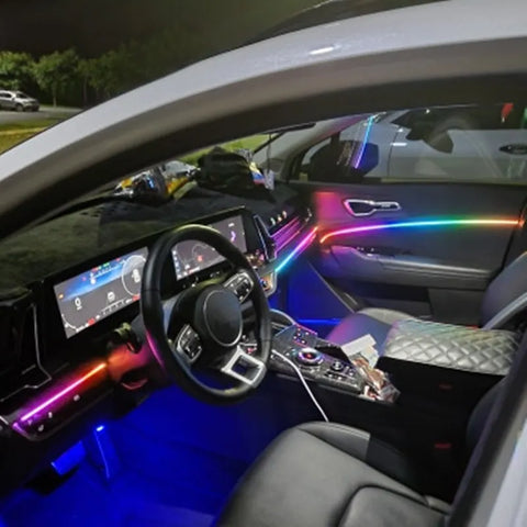 Universal Symphony Car Ambient Lights 64 RGB Car Interior Acrylic Light Guide Fiber Optic Car Decoration Atmosphere Light 18 in1 AddictiveLighting