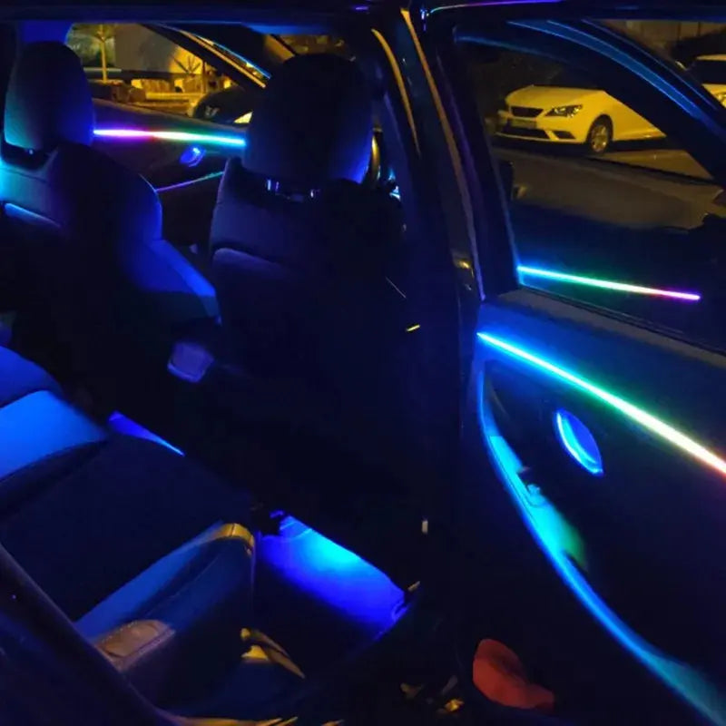 Universal Symphony Car Ambient Lights 64 RGB Car Interior Acrylic Light Guide Fiber Optic Car Decoration Atmosphere Light 18 in1 AddictiveLighting