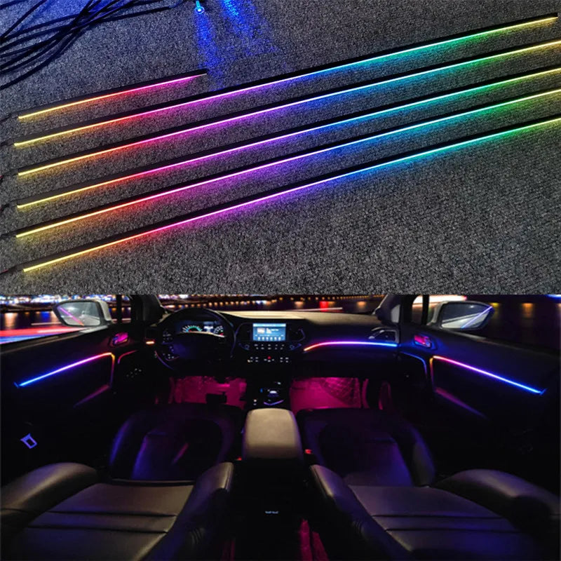 Universal Symphony Car Ambient Lights 64 RGB Car Interior Acrylic Light Guide Fiber Optic Car Decoration Atmosphere Light 18 in1 AddictiveLighting