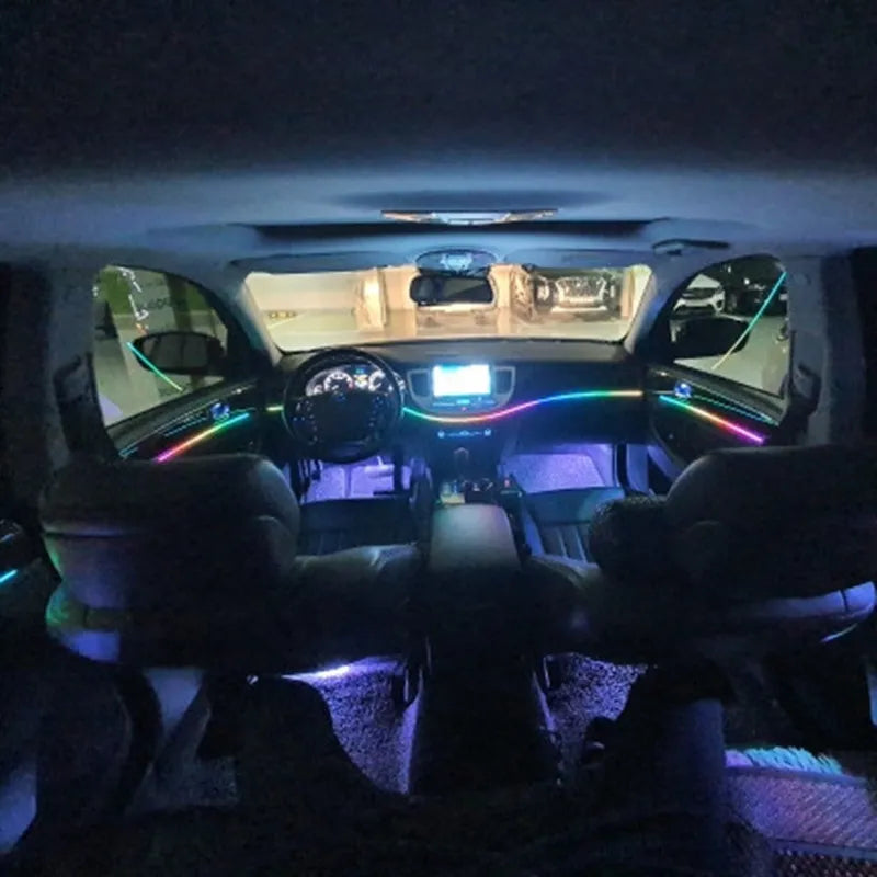 Universal Symphony Car Ambient Lights 64 RGB Car Interior Acrylic Light Guide Fiber Optic Car Decoration Atmosphere Light 18 in1 AddictiveLighting